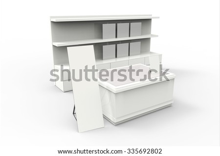 
Stereoscopic three-dimensional display model making department store space, white background, white space, indicate commodity