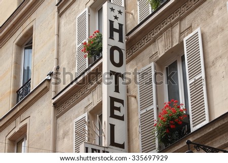 Hotel sign in Paris