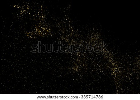 Gold glitter texture on a black background. Golden explosion of confetti. Golden grainy abstract  texture on a black  background. Design element. Vector illustration,eps 10. Royalty-Free Stock Photo #335714786