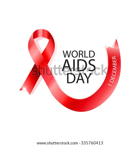 World Aids Day concept with text and red ribbon of aids awareness. For your next project.