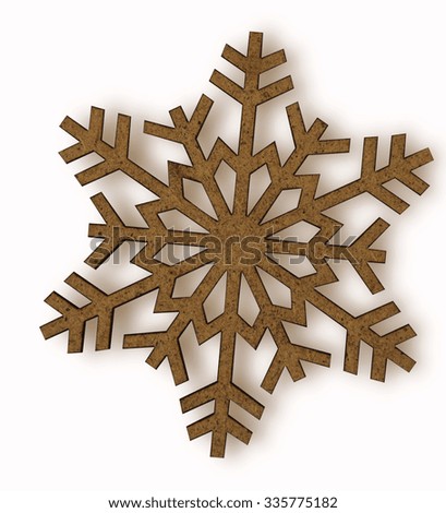 Snowflake made of wood on white background