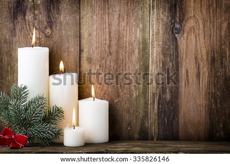 Christmas candles and lights. Christmas background.