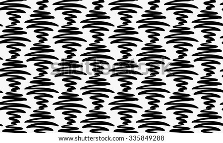 Black marker drawn hatched zigzag.Hand drawn with paint brush seamless background. Abstract texture. Modern irregular tilable design.