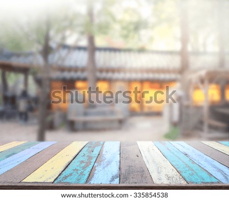 Table Top And Blur Building Of The Background