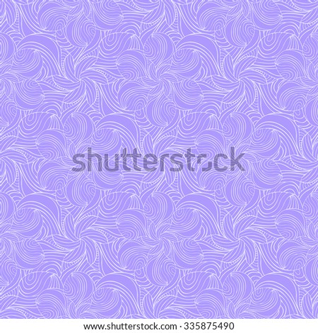 Seamless creative hand-drawn pattern of stylized flowers in pale lavender and light lilac colors. Vector illustration. Royalty-Free Stock Photo #335875490