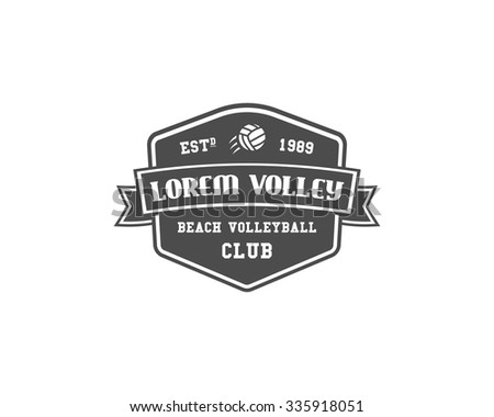 Volleyball label, badge, logo and icon. Sports insignia. Best for volley club, sport shops, sites or magazines. Use it as print on tshirt. Monochrome design. Vector illustration