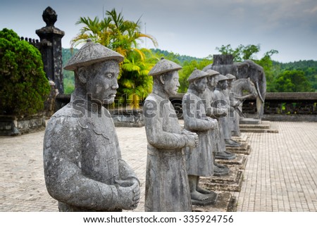 Tomb of Khai Dinh with Manadarin Honour Guard in the Honour Courtyard Royalty-Free Stock Photo #335924756