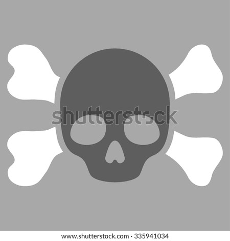 Skull And Bones vector icon. Style is bicolor flat symbol, dark gray and white colors, rounded angles, silver background.