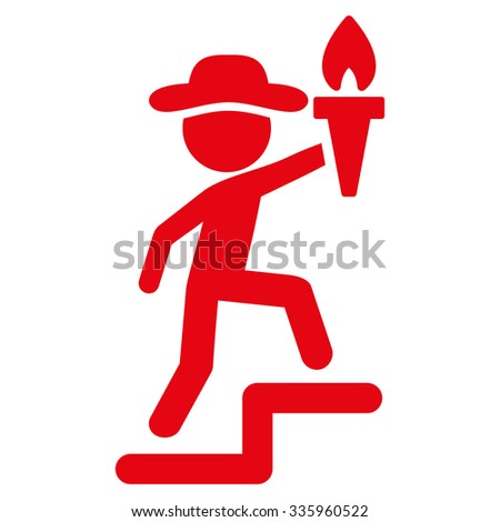 Guy Leader vector icon. Style is flat symbol, red color, rounded angles, white background.