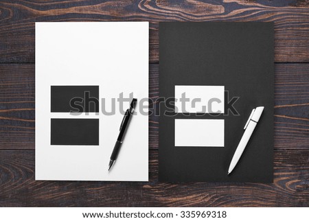 Blank stationery for corporate identity system on wooden background