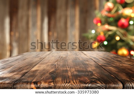 free space for you and xmas tree place and wooden board 
