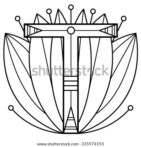 Alphabet coloring page. Vector illustration.