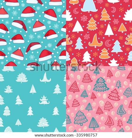 Set of 4 christmas seamless patterns