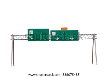 Empty highway sign isolated on white background ,with clipping path