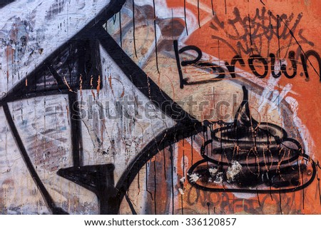 Beautiful street art of graffiti. Abstract color creative drawing fashion on walls of  city. Urban contemporary culture. Title paint on walls. Culture youth protest. ABSTRACT PICTURE