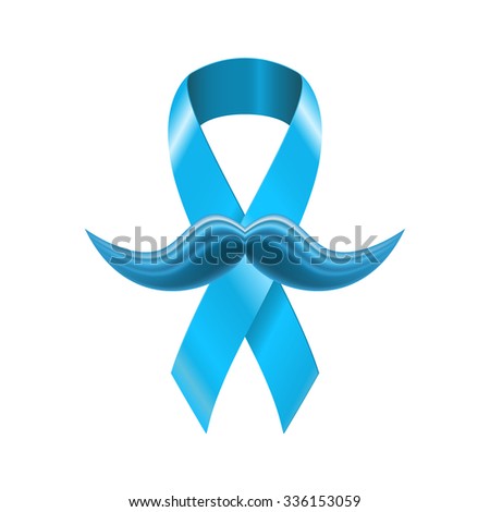 Vector Illustration of Prostate cancer ribbon awareness for Design, Website, Background, Banner. Ribbon with mustache Element. Template for November