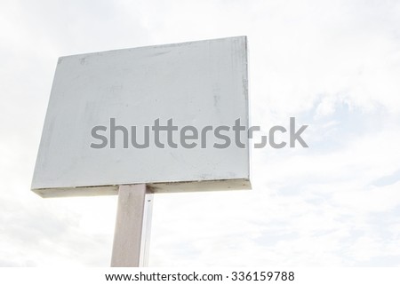 white square metal sign on post pole  (isolated on Sky background, ready for your design)