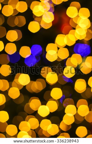 Abstract defocus bokeh lights background.If the focus of lens is on some positions. Bokeh is not round and was equal to the number of blades.