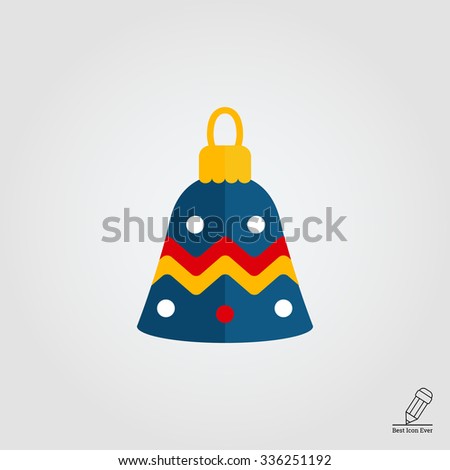 Vector icon of blue Christmas tree ornament bell