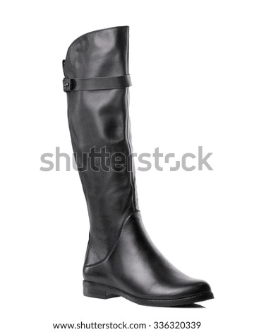 Black high boot isolated on white background.