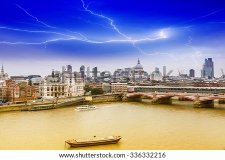 London skyline with background St. Paul Cathedral.