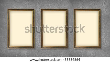 empty frames with golden lines. isolated. clipping path included