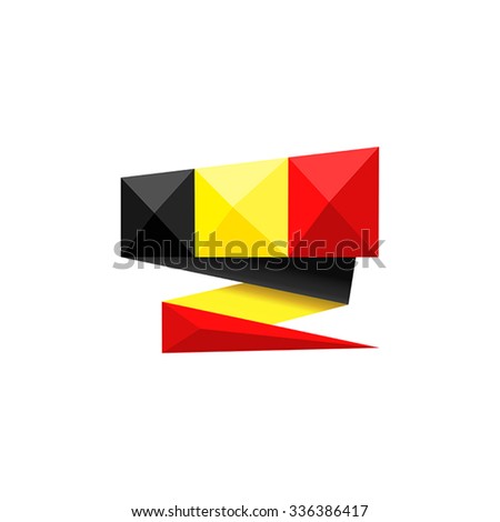 Illustration with origami Belgium flag isolated on white background