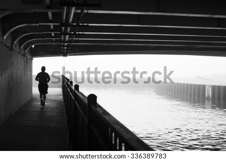 Runner, black and white photography