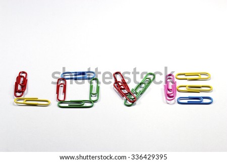 love of the concept of paper clip on a white background, valentines day