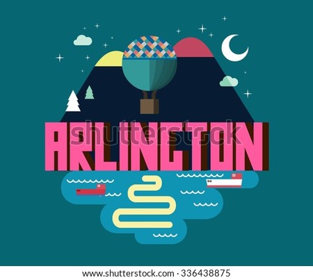 Arlington city travel destination in USA. vector cartoon,