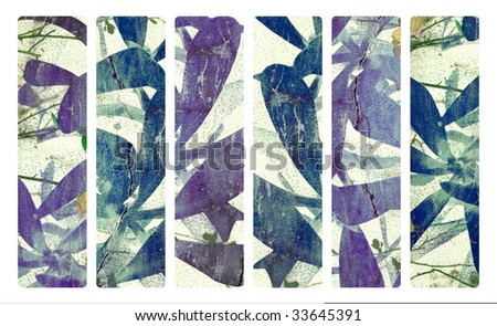 art print on plaster and coconut paper banner set isolated