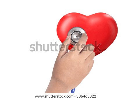 Blue stethoscope with red heart isolated on white background. This has clipping path.
