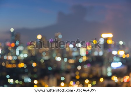 Abstract blurred bokehs light of city downtown background