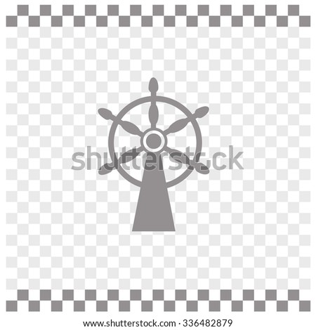 Ship steering wheel sign vector icon.
