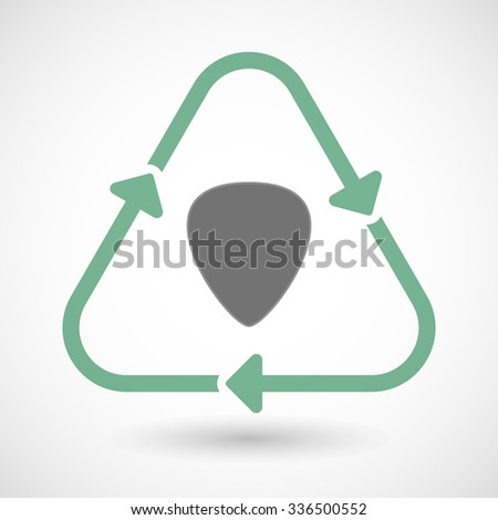 Vector illustration of a line art recycle sign icon with a plectrum