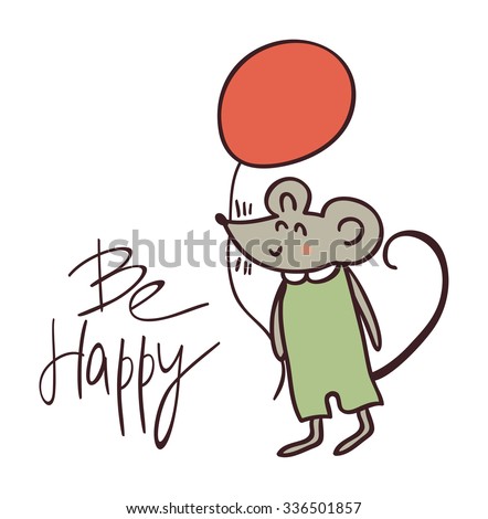 Cute mouse for greeting card, invitation and design