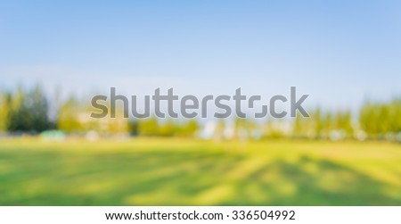 image of blur grass field and blue sky for background.