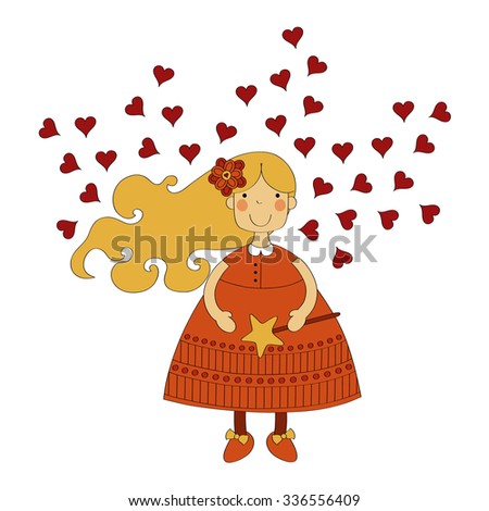 Love fairy with flower in her hair vector illustration 
