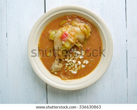Groundnut Soup -  West Africa Spicy Chicken Peanut Soup .  popular Ghanaian soup
