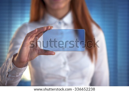 Businesswoman working with touch screen, business conception