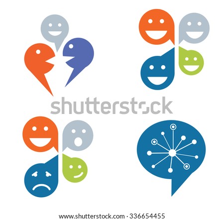 Set of four designs for social networking concept Royalty-Free Stock Photo #336654455