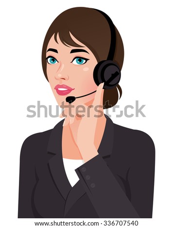 Stock vector illustration of a woman customer service operator isolated on white background