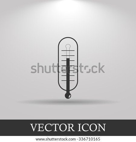 Flat style with long shadows, thermometer vector icon illustration