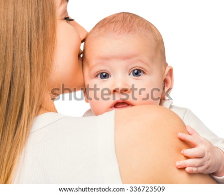 Portrait of happy mother and baby at home