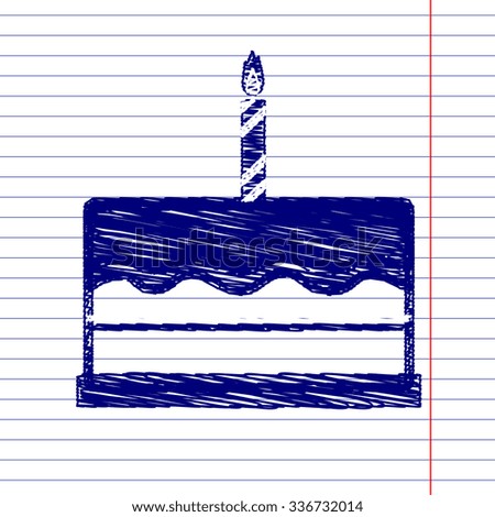 Birthday cake icon with pen effect 