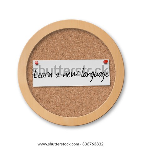 learn a new language text on bulletin board