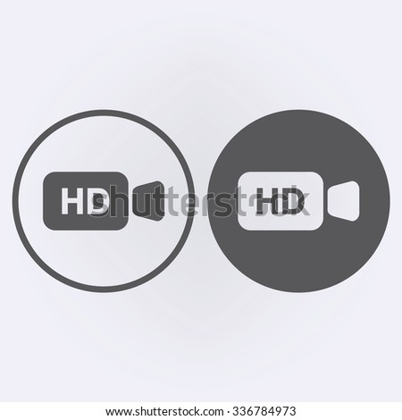 HD Video camera icon set in circle . Vector illustration