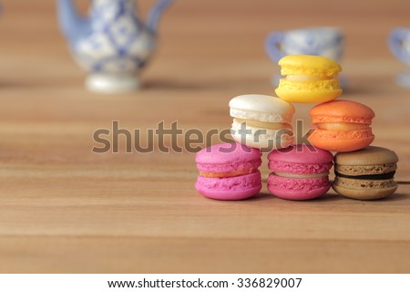 Macaron on wood table
