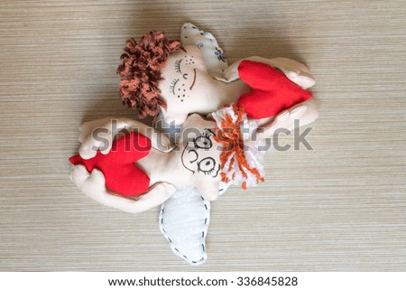 Cherubs with Red Hearts. Soft Toys. Gift.