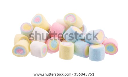 colorful marshmallows candy isolated on white background
